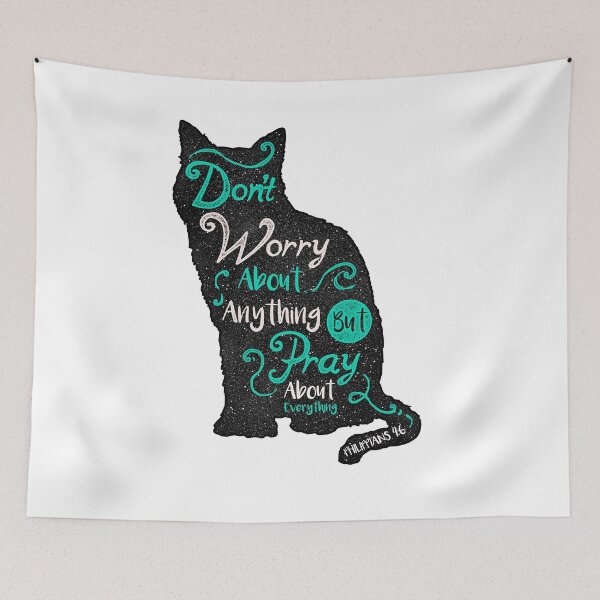 Item preview, don't worry about anything but pray about everything cat Christian Calligraphy Sending healing prayers quotes Long Sleeve designed and sold by Jessica  art.