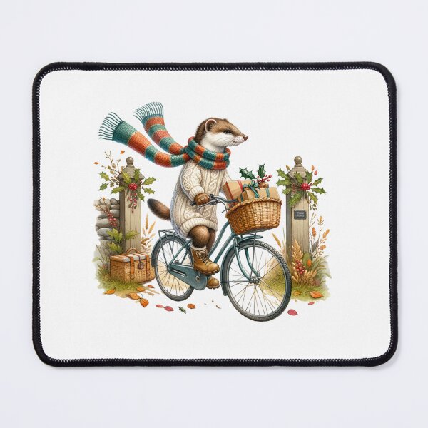 Item preview, Stoat cycling with his christmas parcels designed and sold by BritishDelights.