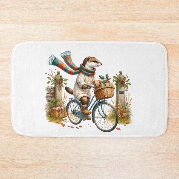 Item preview, Stoat cycling with his christmas parcels designed and sold by BritishDelights.