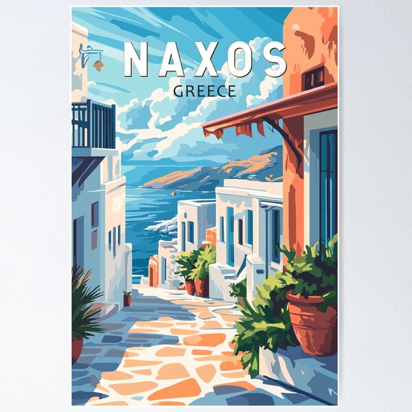 Item preview, Naxos Greece Travel Art Vintage designed and sold by KrisSidDesigns.