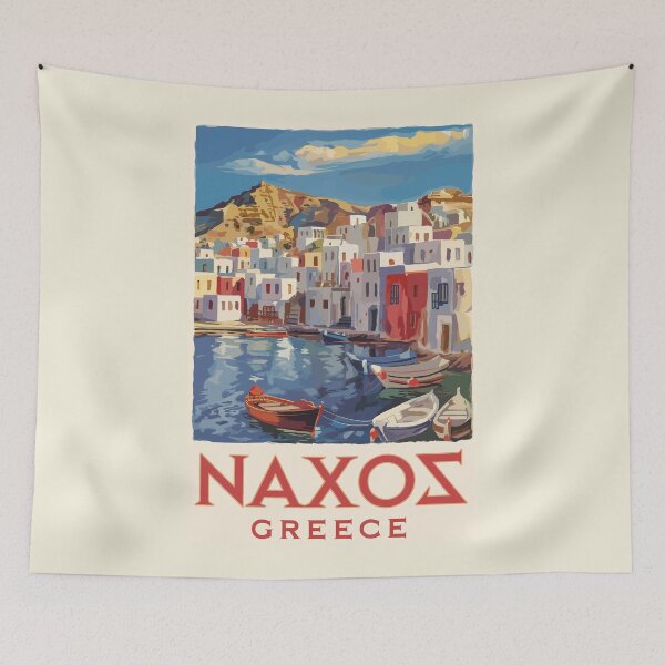 Item preview, Naxos Greece Painterly Travel Art Vintage designed and sold by KrisSidDesigns.