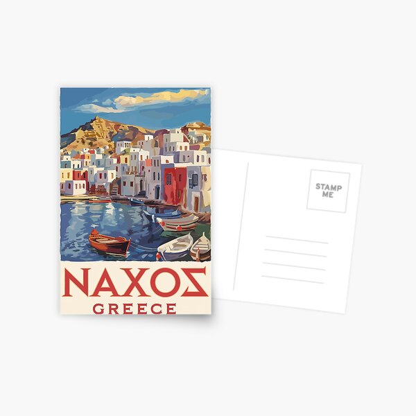 Item preview, Naxos Greece Painterly Travel Art Vintage designed and sold by KrisSidDesigns.