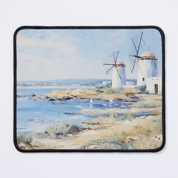 Item preview, Gouache - Greek Windmills designed and sold by KootenayDesigns.
