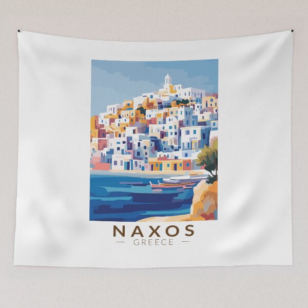 Item preview, Naxos Greece Illustration Travel Art Vintage designed and sold by KrisSidDesigns.