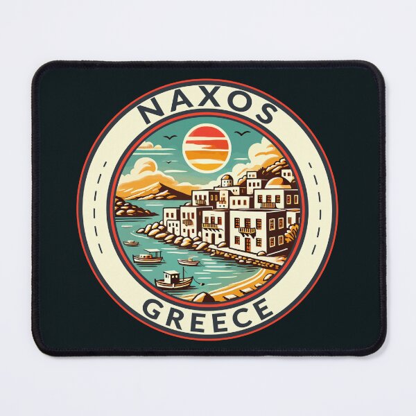 Item preview, Naxos Greece Illustration Travel Art Badge designed and sold by KrisSidDesigns.