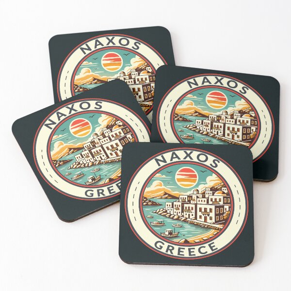 Item preview, Naxos Greece Illustration Travel Art Badge designed and sold by KrisSidDesigns.