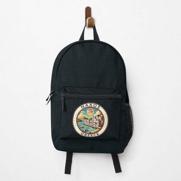 Item preview, Naxos Greece Illustration Travel Art Badge designed and sold by KrisSidDesigns.