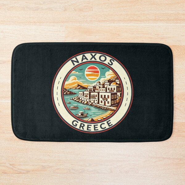 Item preview, Naxos Greece Illustration Travel Art Badge designed and sold by KrisSidDesigns.