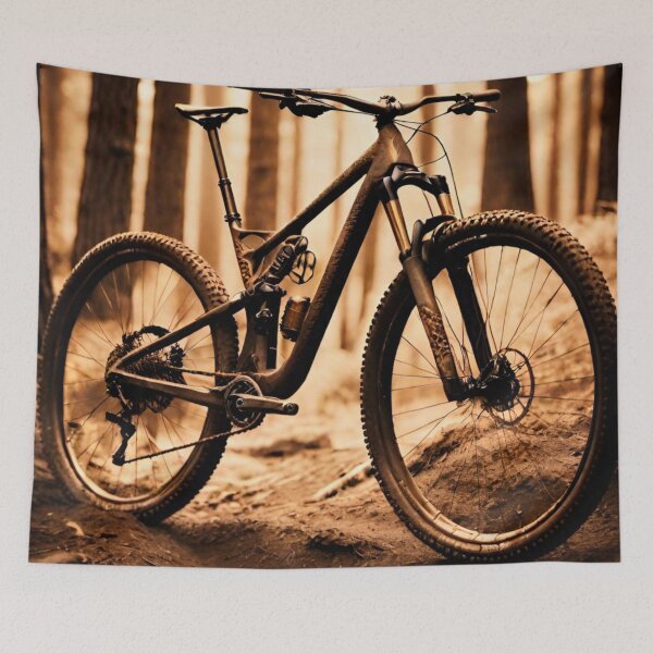 Item preview, Sepia-Toned MTB Rider in Action designed and sold by GrizzlyCollective.