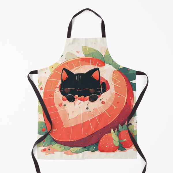 Item preview, black cat in a strawberry designed and sold by MendaciousMina.