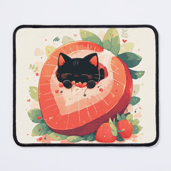 Item preview, black cat in a strawberry designed and sold by MendaciousMina.