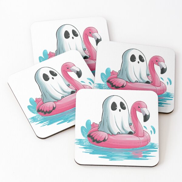 Item preview, Vintage Retro Kawaii Ghost Chilling on Flamingo designed and sold by BASKF.