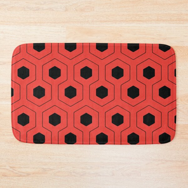 Item preview, A seamless pattern Design of interconnected hexagons red with smaller black hexagons at their centers creating a striking contrast. designed and sold by HEMRO.