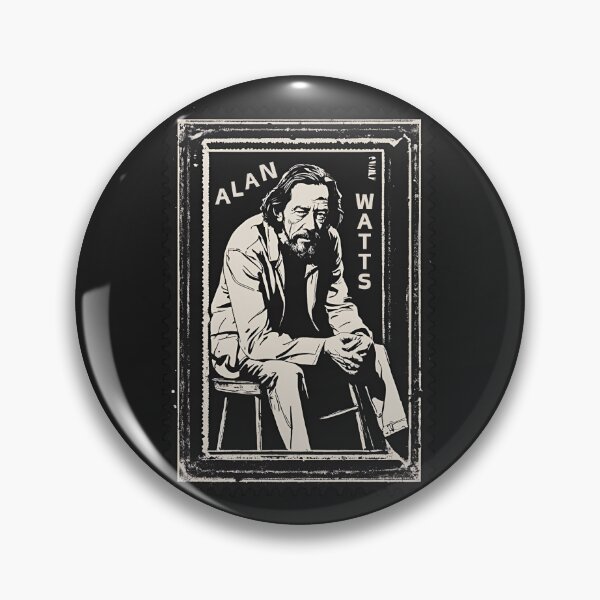 Item preview, Vintage Alan Watts Pondering Meaning of Life Quote Stamp Philosopher designed and sold by wigobun.