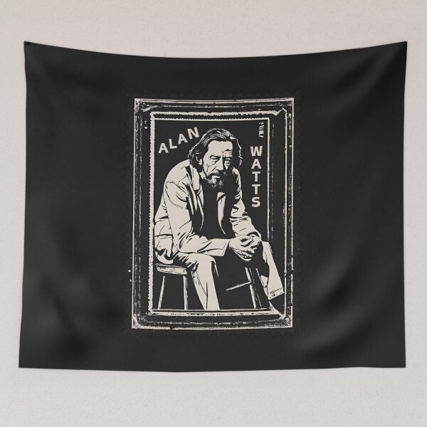 Item preview, Vintage Alan Watts Pondering Meaning of Life Quote Stamp Philosopher designed and sold by wigobun.