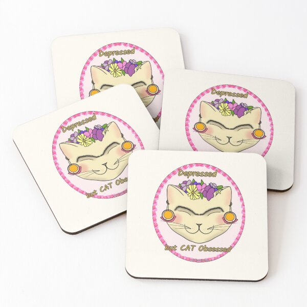 Item preview, Depressed but Cat Obsessed designed and sold by Purrfectionista.