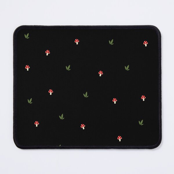 Item preview, Cute forest theme black pattern - little red mushrooms and leaves - for goblin grunge people designed and sold by Fantasy Cache.
