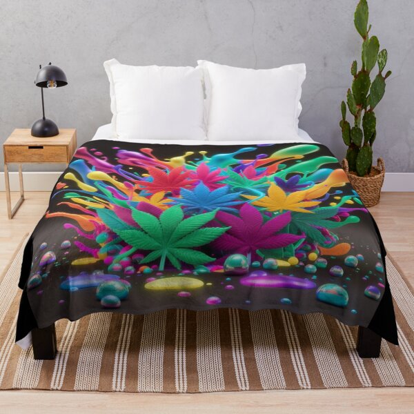 Item preview, Colorful Marijuana Leaves With Liquid Paint Splatters - Black designed and sold by JLEmporium.