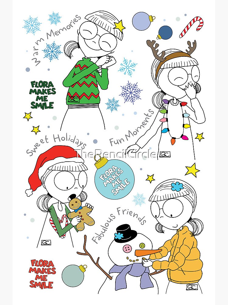 Thumbnail 2 of 2, Postcard, FLORA MAKES ME SMILE - HOLIDAY CARDS  designed and sold by ThePencilCircle.