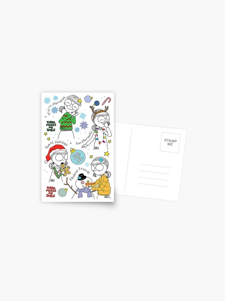 Thumbnail 1 of 2, Postcard, FLORA MAKES ME SMILE - HOLIDAY CARDS  designed and sold by ThePencilCircle.