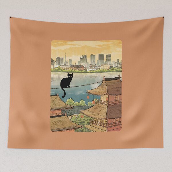 Item preview, Cat in Traditional Japanese Setting designed and sold by kitty-kingdom.
