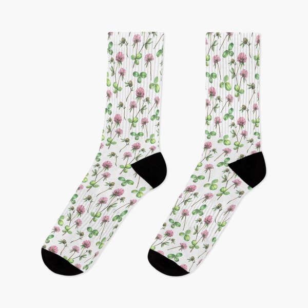 Item preview, Clover flower twig with bud and leaves Wildflowers seamless pattern Watercolour painted illustration designed and sold by BartolArt.