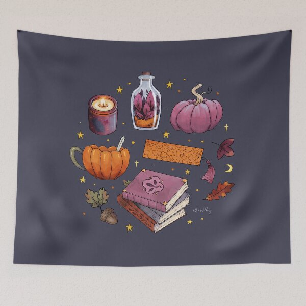 Item preview, Autumn Essentials bookish illustrations designed and sold by Ellen Wilberg.