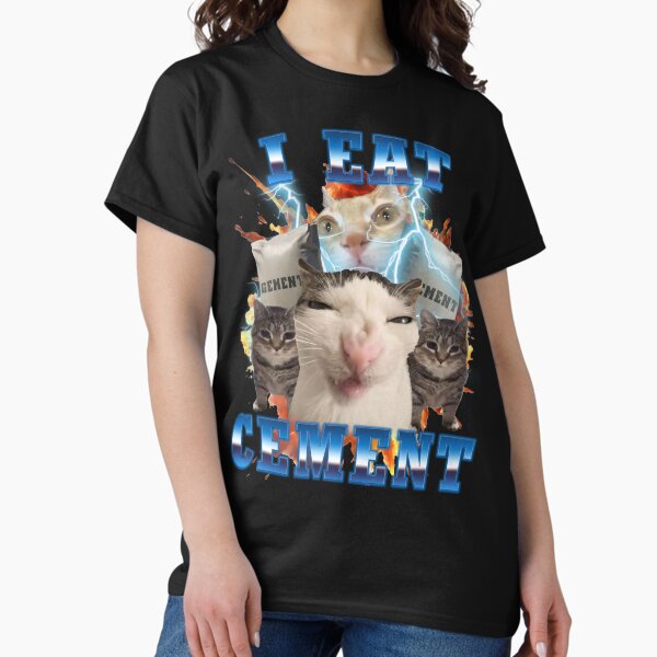 Vista previa del artículo con la obra «como cemento gracioso gato meme», diseñado y vendido por MemishDesign.