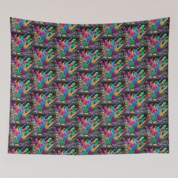 Item preview, Colorful Marijuana Leaves With Liquid Paint Splatters -Multi designed and sold by JLEmporium.