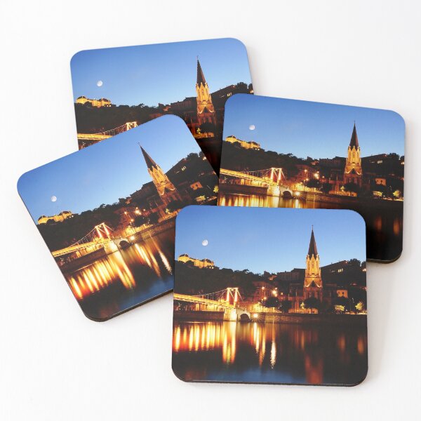 Item preview, Lyon City at Night with Lights Reflection on Calm River designed and sold by CarolinaReina.