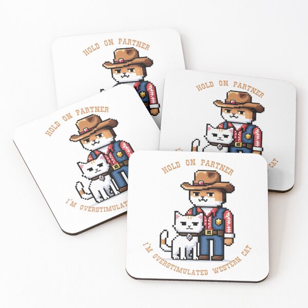 Item preview, Hold On Partner Im Overstimulated Western Pixelart Cat designed and sold by NebulaLabs.