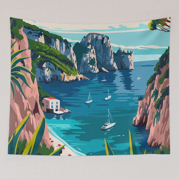 Aperçu de l'œuvre Illustration esthétique de l'île de Capri en Italie créée et vendue par LVTFCOarts.