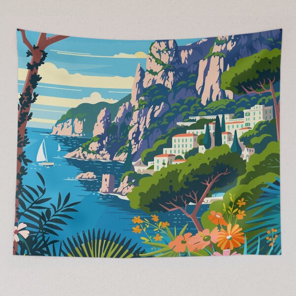 Aperçu de l'œuvre Illustration minimaliste de l'île de Capri en Italie créée et vendue par LVTFCOarts.