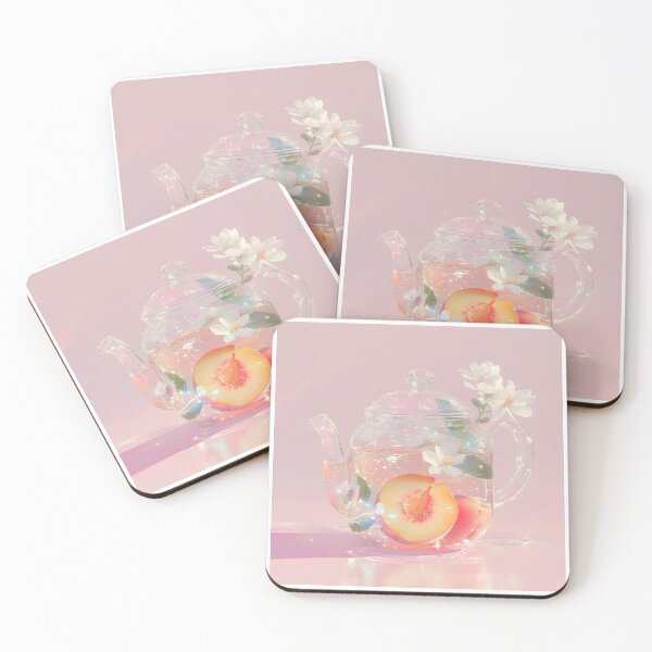 Item preview, Glass Teapot with Peach Floral Tea designed and sold by DreamyArtDesign.