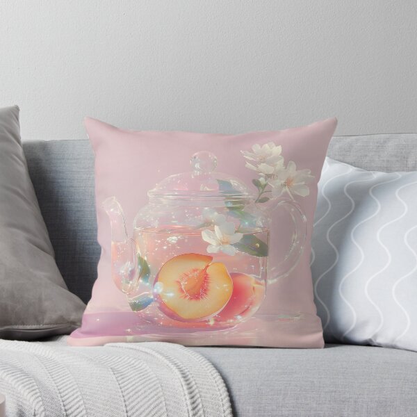 Item preview, Glass Teapot with Peach Floral Tea designed and sold by DreamyArtDesign.