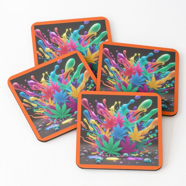 Item preview, Colorful Marijuana Leaves With Liquid Paint Splatters - Orange designed and sold by JLEmporium.