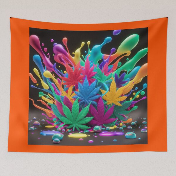 Item preview, Colorful Marijuana Leaves With Liquid Paint Splatters - Orange designed and sold by JLEmporium.