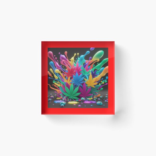 Item preview, Colorful Marijuana Leaves With Liquid Paint Splatters - Red designed and sold by JLEmporium.