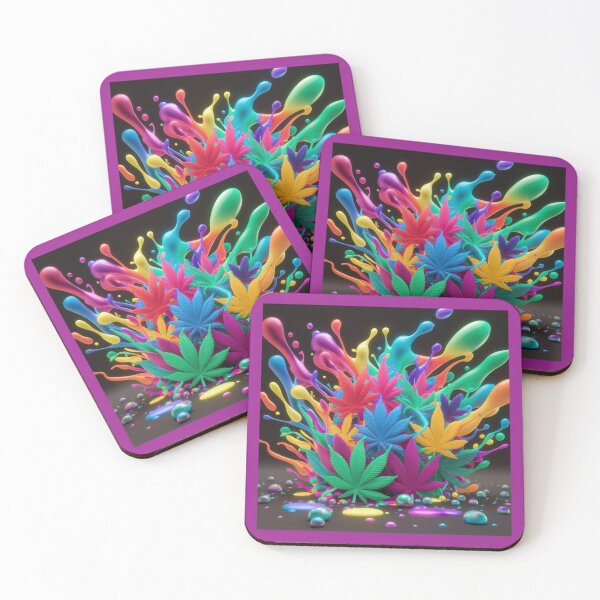 Item preview, Colorful Marijuana Leaves With Liquid Paint Splatters - Purple designed and sold by JLEmporium.
