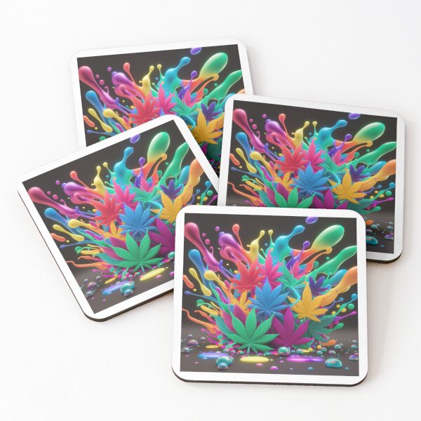 Item preview, Colorful Marijuana Leaves With Liquid Paint Splatters - White designed and sold by JLEmporium.