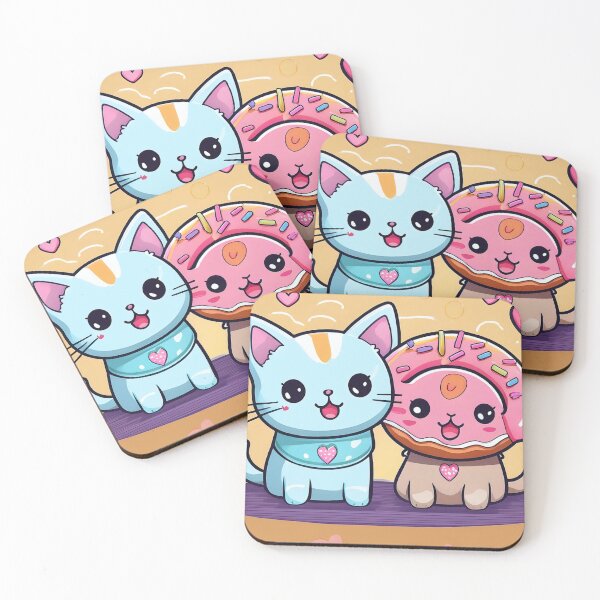 Item preview, “Adorable Kitty & Donut Duo - Cute Cartoon Friends” designed and sold by EidansEmpire.
