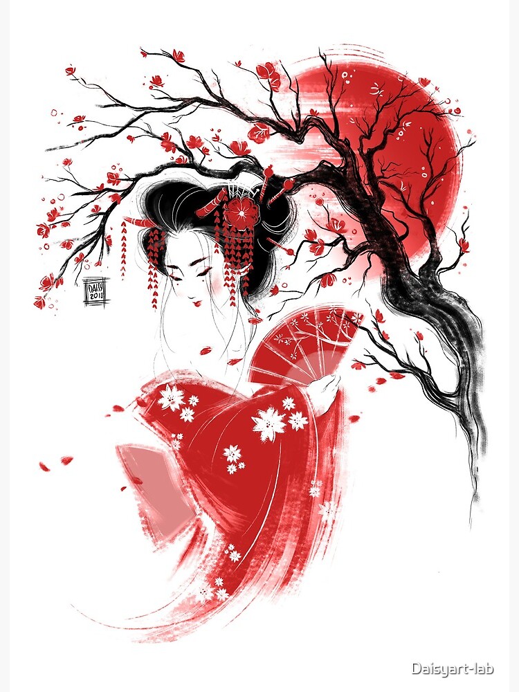 Red Geisha Art Board Print for Sale by Daisyart-lab