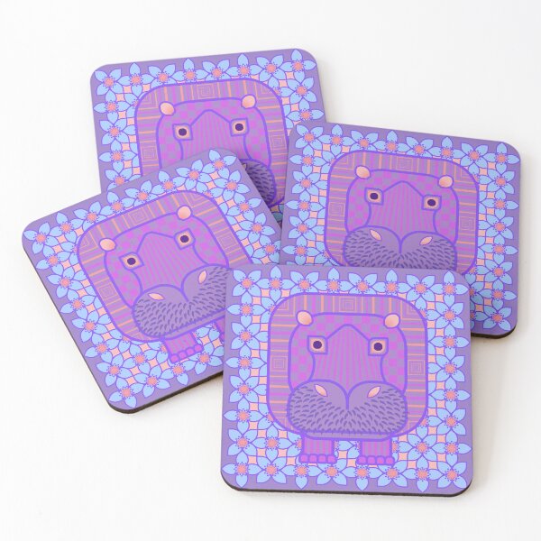 Item preview, Square Hippo with flowers - Lilac designed and sold by Hippopottermiss.