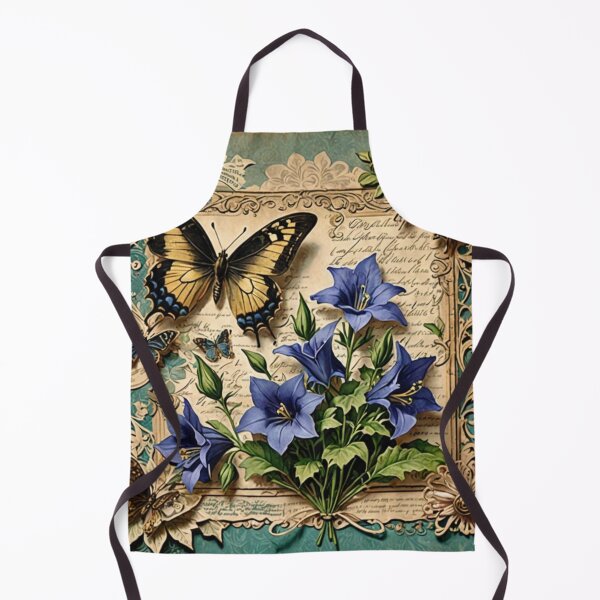 Item preview, Vintage Scrapbook Page: Purple Bellflowers and Butterflies designed and sold by BanaArtbyBB.