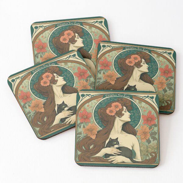 Artikelvorschau, Kinderlose Katzendame - Jugendstil entworfen und verkauft von Vintage-Cosmics.