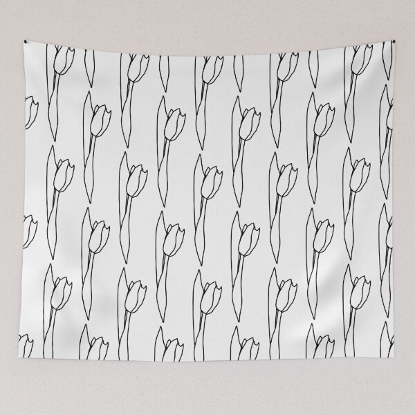 Item preview, Single white tulip lineart doodle minimal designed and sold by EmeraldeaArt.