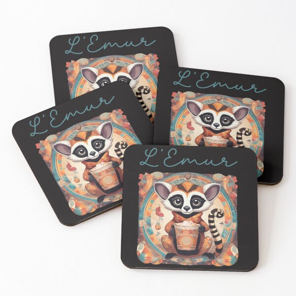 Item preview, L’Emur - a charming lemur with a full cup - for cut animals lovers of cocoa coffe and chocolate milk designed and sold by WorldByEsi.