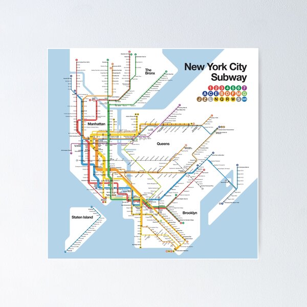 Artikel-Vorschau von U-Bahn-Plan von New York City - Vignelli-Plan, designt und verkauft von PIXEL POP DESIGNS - Beyond the Norm!.