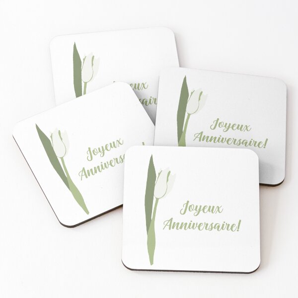 Item preview, white tulip French Happy Birthday Joyeux Anniversaire designed and sold by EmeraldeaArt.