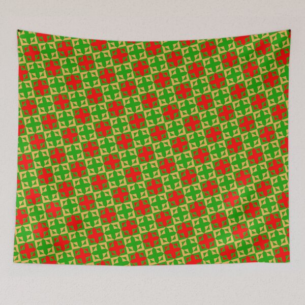 Item preview, Reggae Square Plus Symbol Checker Grid Geometry Rasta designed and sold by EvergreenMotifs.